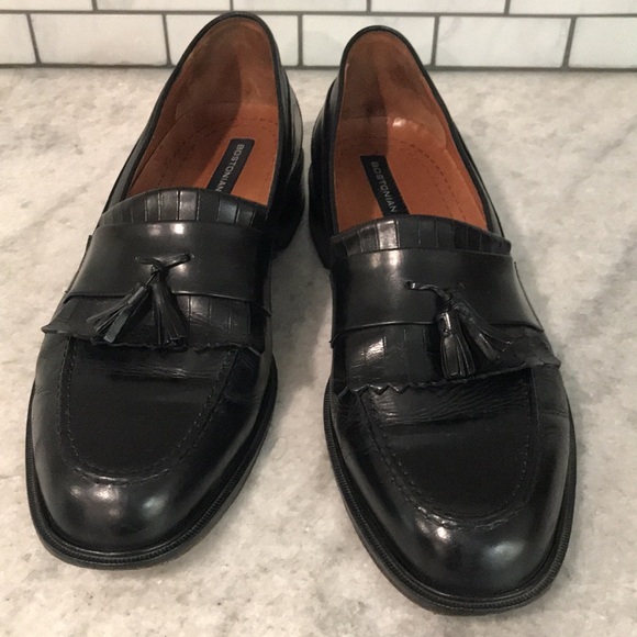 Bostonian Loafers Mens 13 Black Tassel Leather Shoes Luxe Made in Italy Classic - Picture 2 of 10